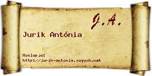 Jurik Antónia névjegykártya